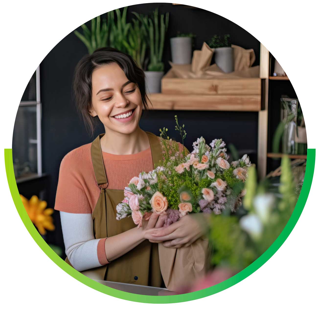 Image of flower shop employee